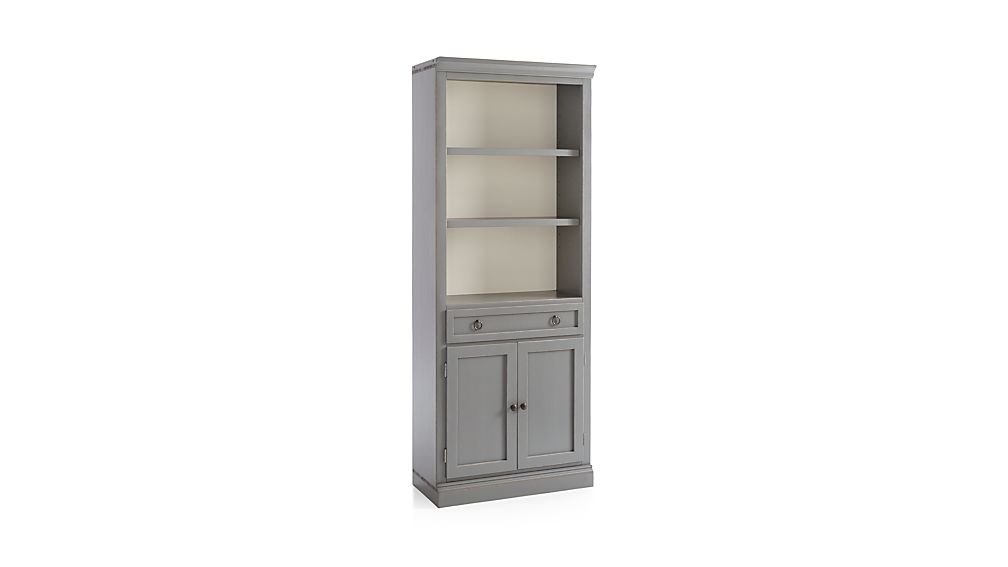 Cameo Grey Middle Storage Bookcase Crate and Barrel