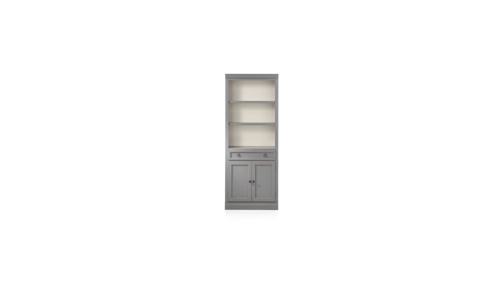 Cameo Grey Middle Storage Bookcase Crate and Barrel