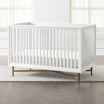 walnut and white crib