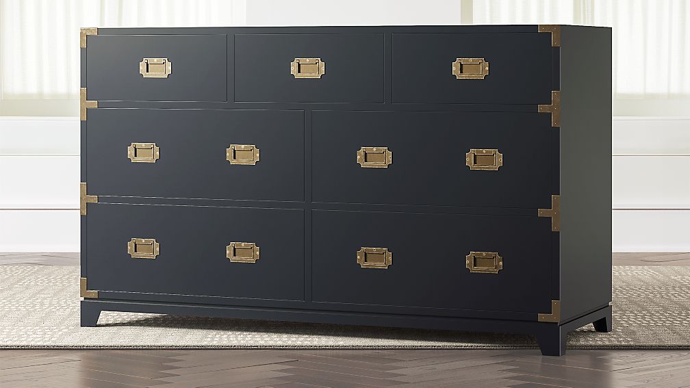 Kids Navy Blue Campaign Wide Dresser + Reviews | Crate and ...