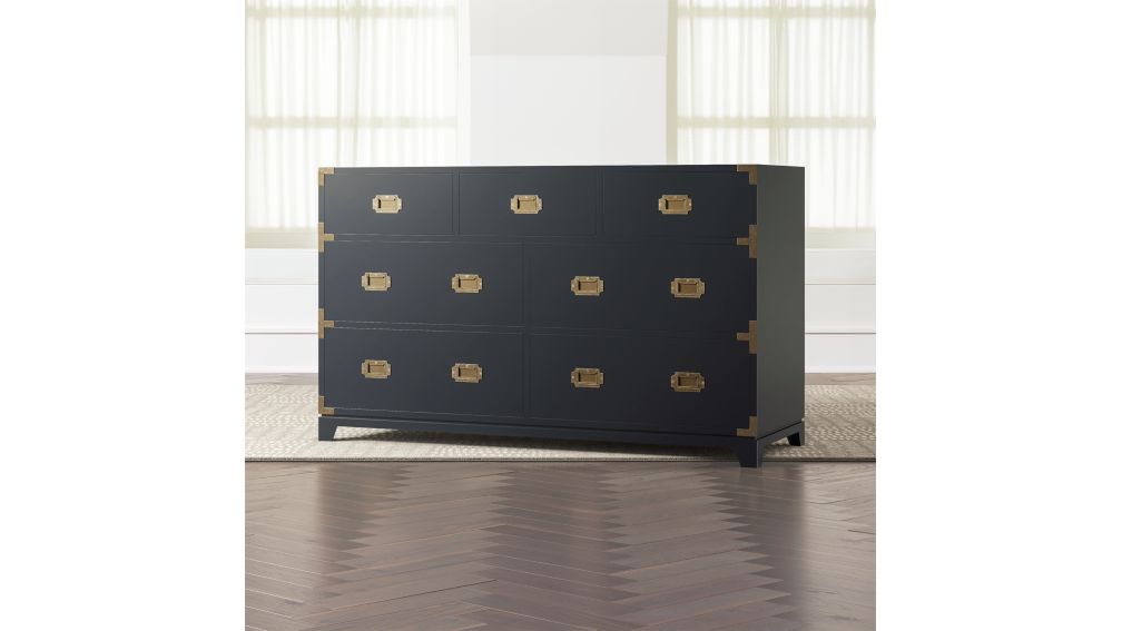 Kids Navy Blue Campaign Wide Dresser + Reviews | Crate and ...