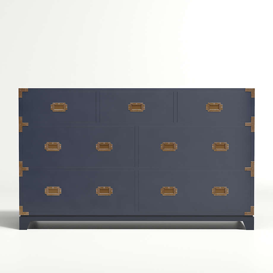 navy blue crib and dresser