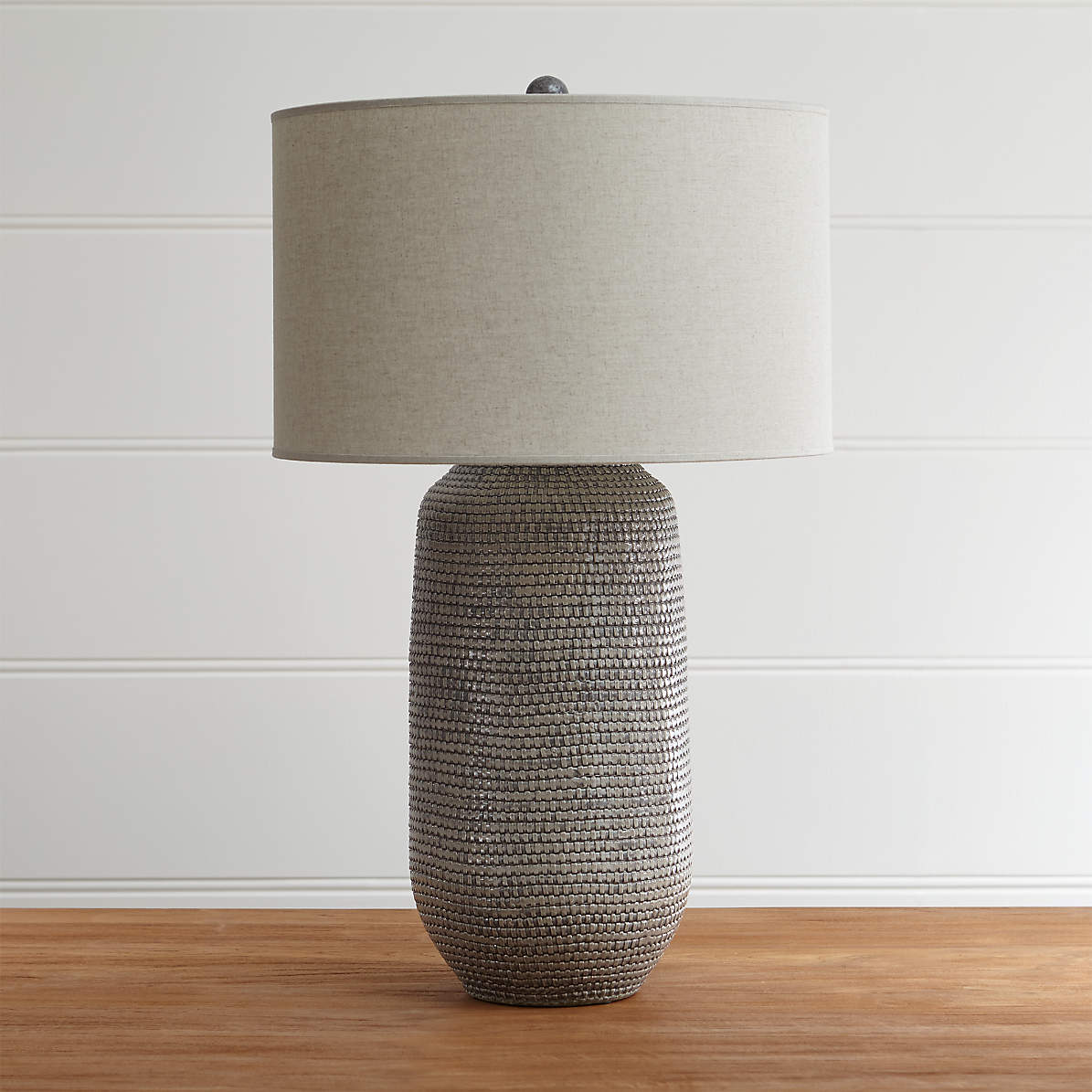 grey table lamp next