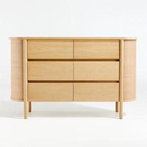 Image of Canyon 56" Natural Wood Wide 6-Drawer Kids Dresser by Leanne Ford