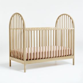Image of Canyon Natural Spindle Wood Convertible Baby Crib with Toddler Bed Rail by Leanne Ford