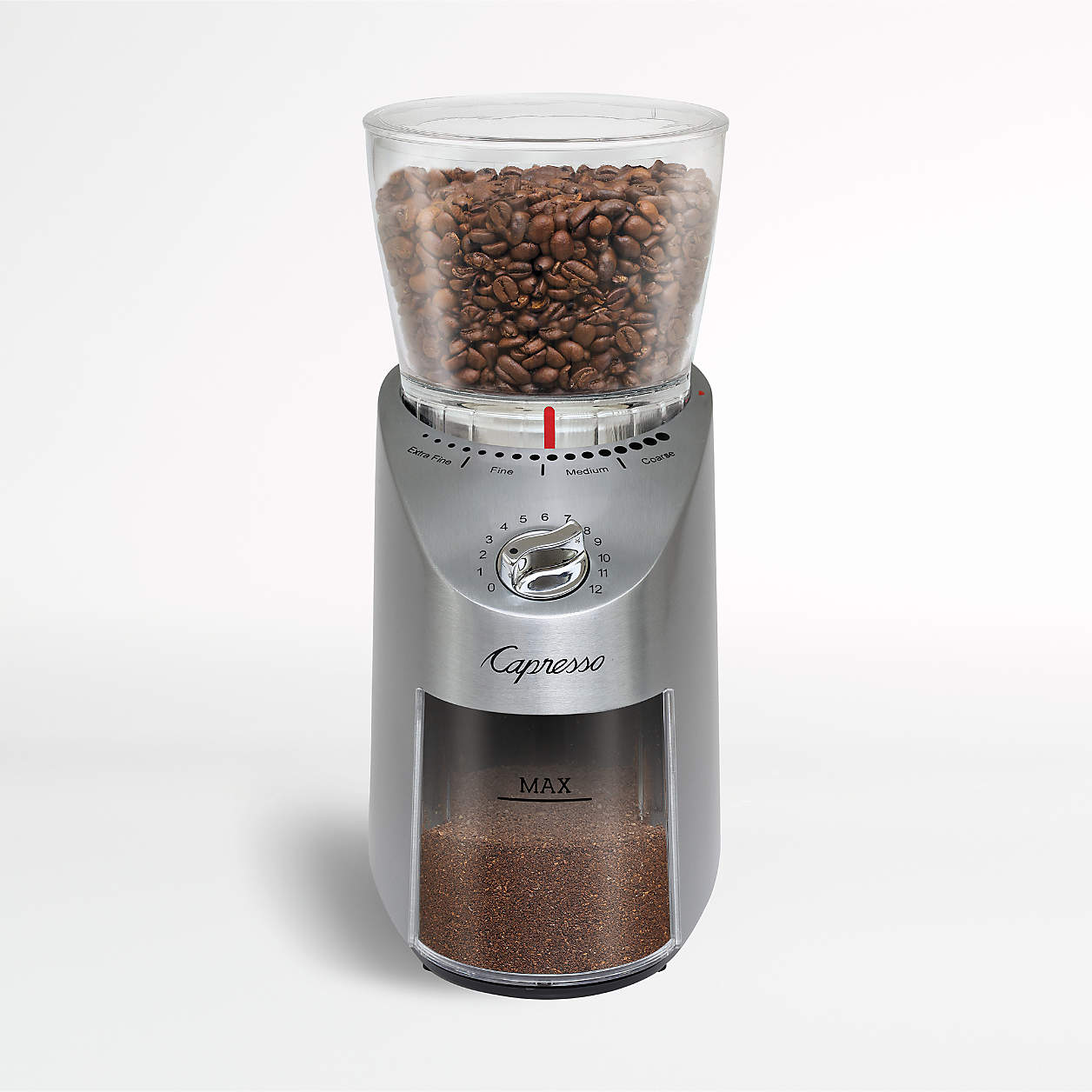 Capresso Stainless Steel Infinity Conical Burr Grinder Reviews Crate And Barrel 5952