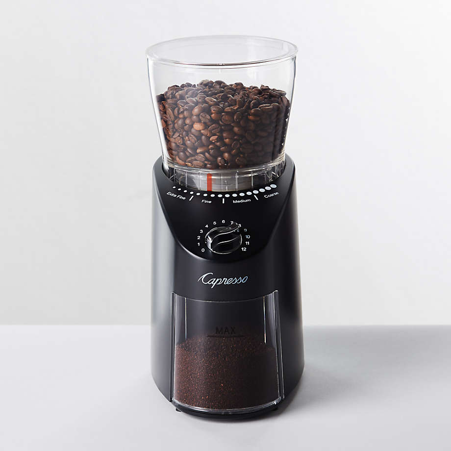 Capresso Infinity Plus Black Conical Burr Grinder + Reviews Crate and