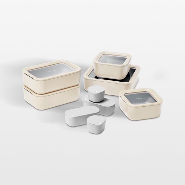 Caraway Cream 17-piece Glass Food Storage Set