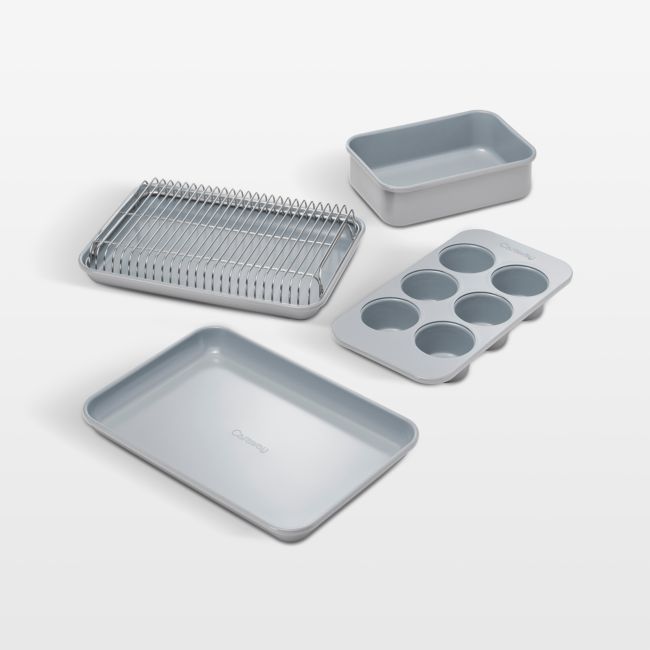 Caraway ® Grey Ceramic Nonstick 5-Piece Mini Bakeware Set with Storage Tray