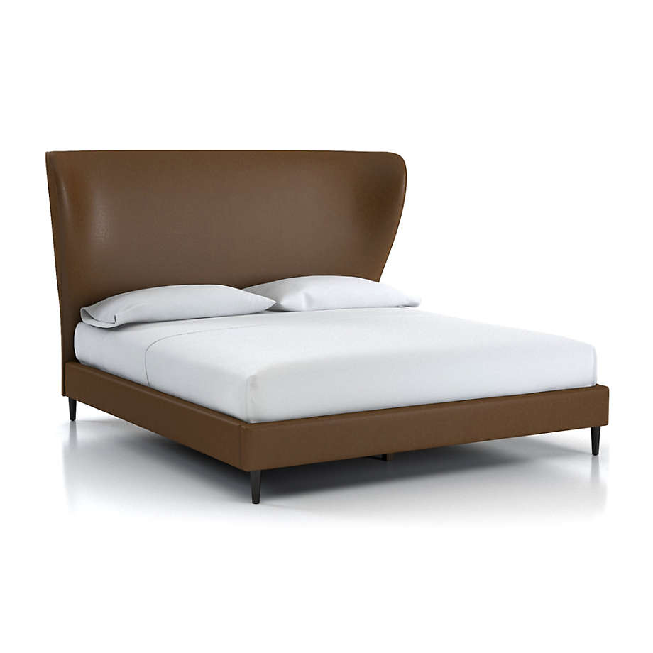 Carlie King Wingback Bed Saddle Faux Leather Crate and Barrel