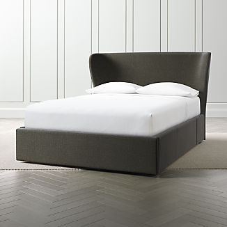 Beds Headboards Crate And Barrel Carlie Wingback Headboard With Storage Base
