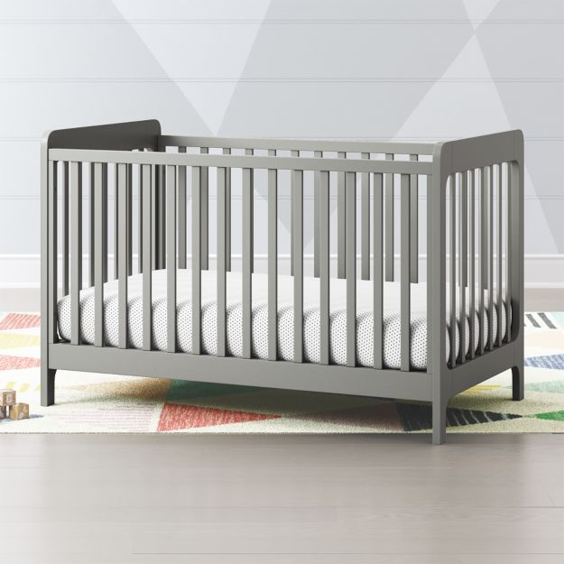 Modern Wooden Carousel Baby Crib (Grey) | Crate and Barrel