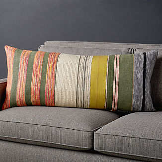 Carreno Multicolored Lumbar Pillow with Feather-Down Insert 36"x16"