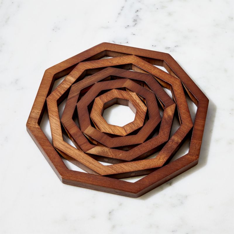 Carter Acacia Wood Trivet + Reviews Crate and Barrel