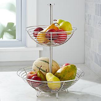 Fruit Baskets Crate And Barrel Carter Stainless 2 Tier Fruit Basket