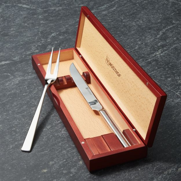 Stainless Steel Carving Set in Rosewood Box in Knife Sets + Reviews