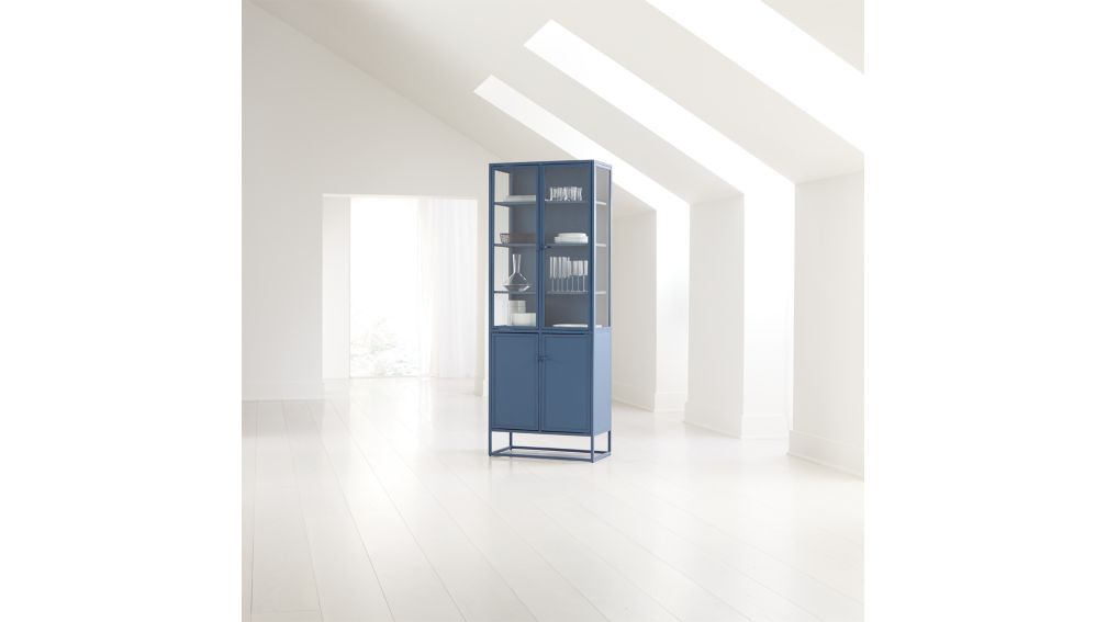 casement blue tall metal cabinet