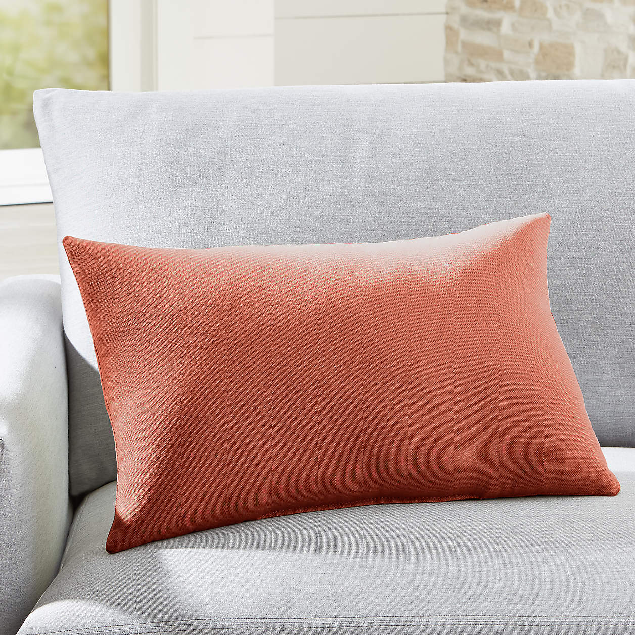 Sunbrella Coral 20"x13" Outdoor Pillow + Reviews Crate and Barrel