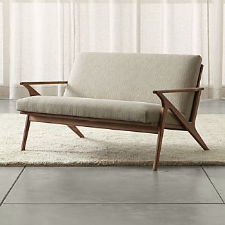Small Sofas Crate And Barrel Cavett Wood Frame Loveseat