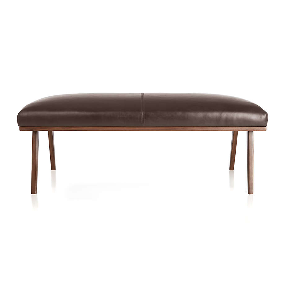 Cavett Leather Wood Frame Bench + Reviews | Crate and Barrel
