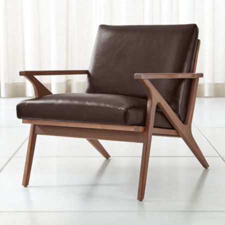 Cavett Leather Wood Frame Chair Reviews Crate And Barrel