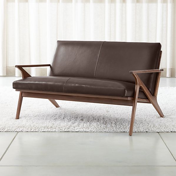 Cavett Leather Wood Frame Loveseat