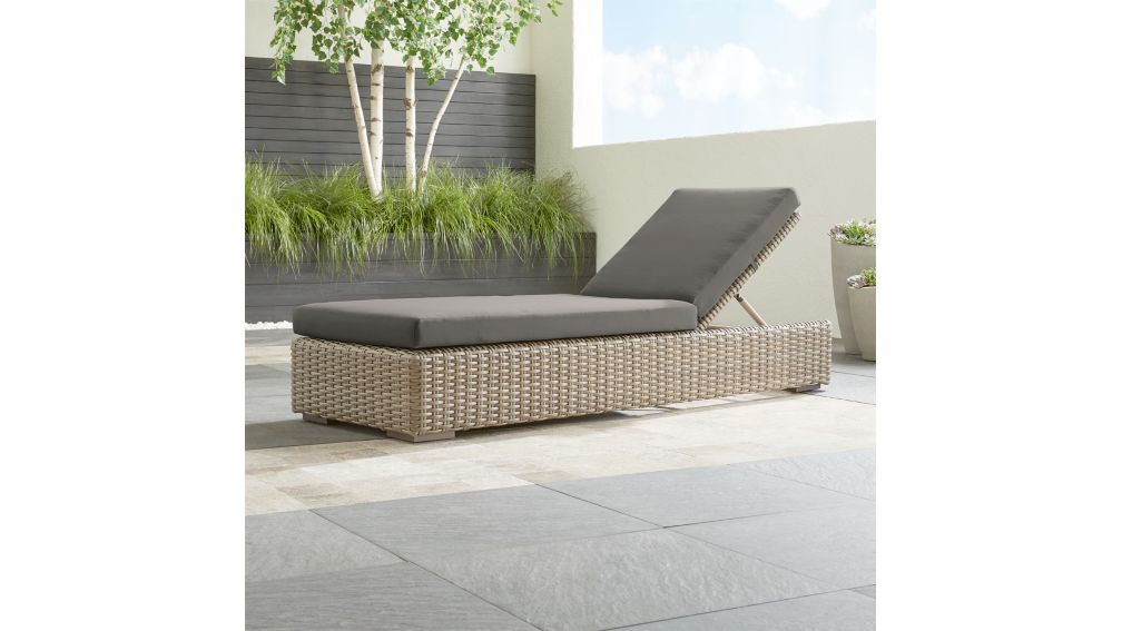 Cayman Outdoor Chaise Lounge with Graphite Sunbrella Cushion Crate