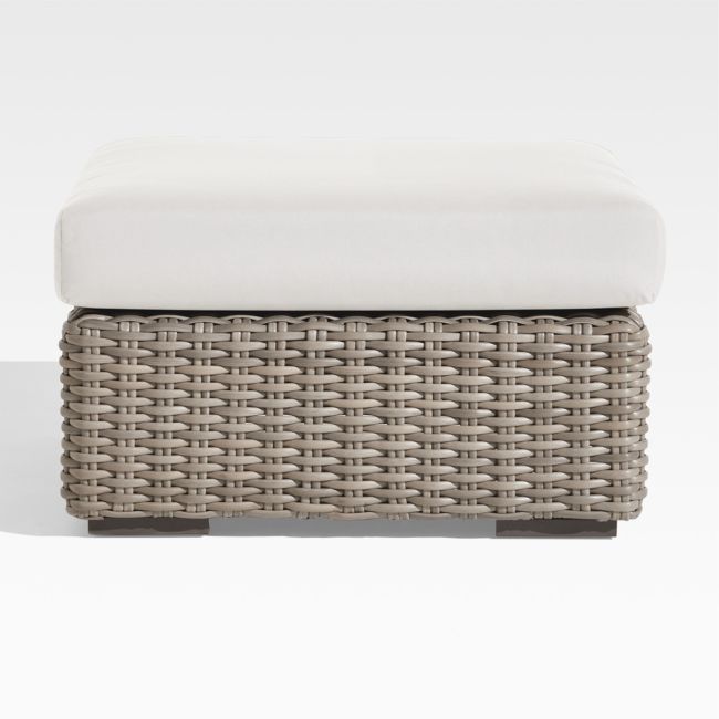 Online Designer Patio Abaco Outdoor Ottoman with White Sand Sunbrella Cushion