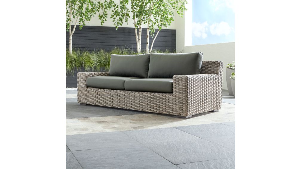 Cayman Outdoor Sofa with Graphite Sunbrella Cushions + Reviews | Crate