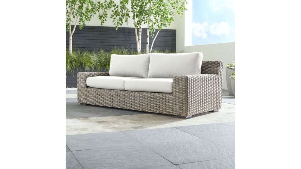 Caymen Outdoor Sofa with White Sunbrella Cushions + Reviews | Crate and