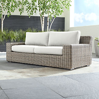 Outdoor Sofas Crate And Barrel Cayman Outdoor Sofa With White Sand Sunbrella Cushions