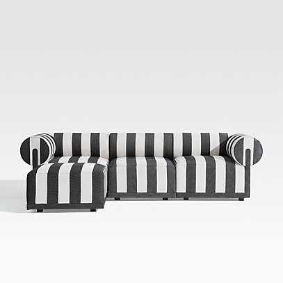 cerca striped 3 piece sectional with ottoman crate and barrel canada