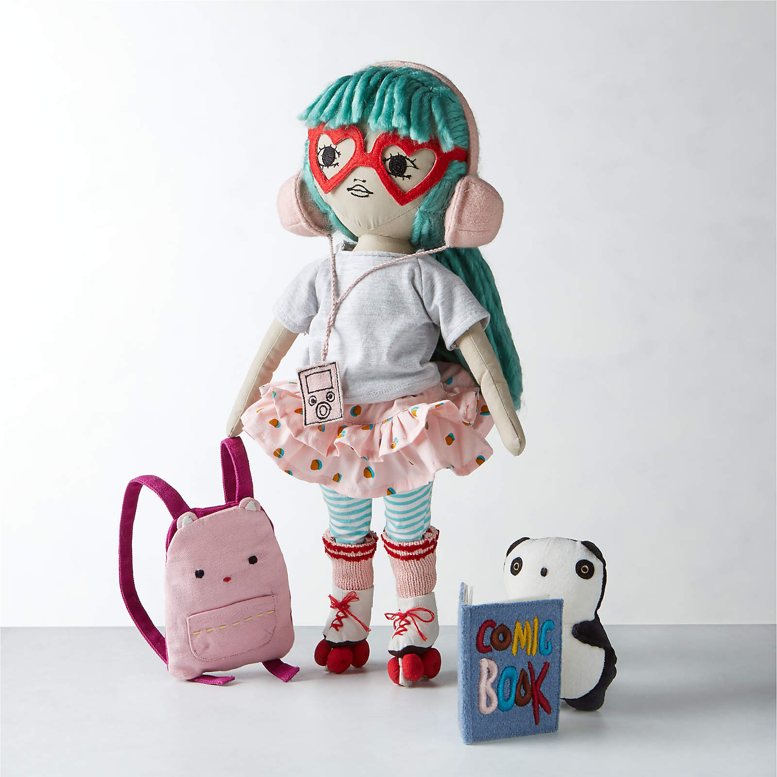 soft doll with glasses
