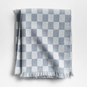 Image of Cloudy Blue Checkmate Baby Stroller Blanket by Leanne Ford