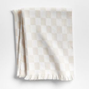 Image of Natural Taupe Checkmate Baby Stroller Blanket by Leanne Ford