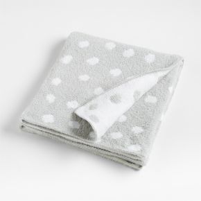 Image of Reversible Grey Chenille Dot Baby Stroller Blanket