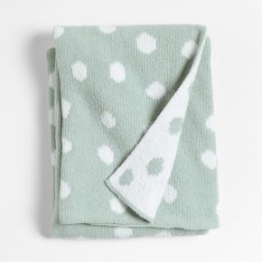 Image of Reversible Muted Teal Chenille Dot Baby Stroller Blanket