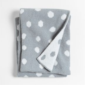Image of Reversible Mist Blue Chenille Dot Baby Stroller Blanket