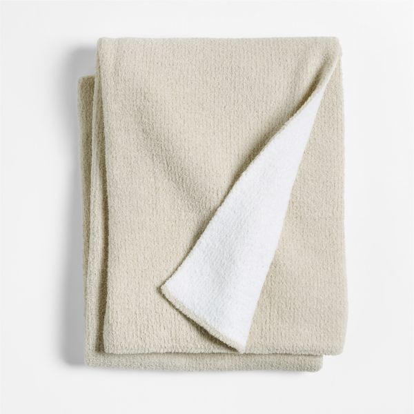 Reversible Stone Tan Chenille Solid Baby Stroller Blanket