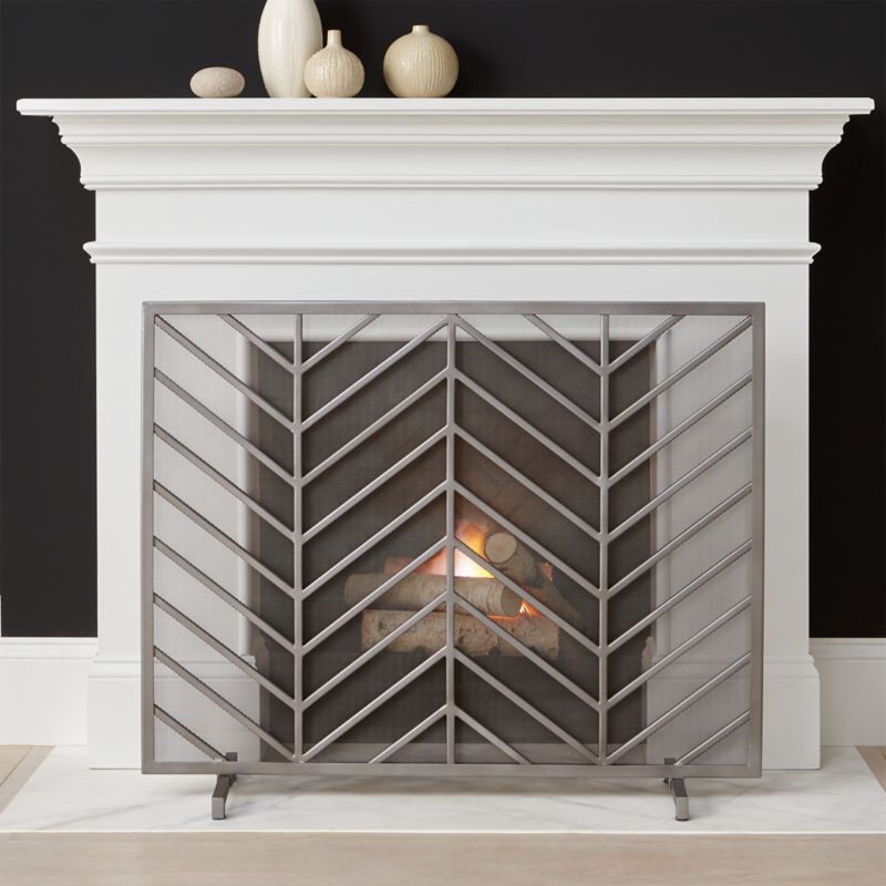 Chevron Fireplace Screen + Reviews | Crate and Barrel