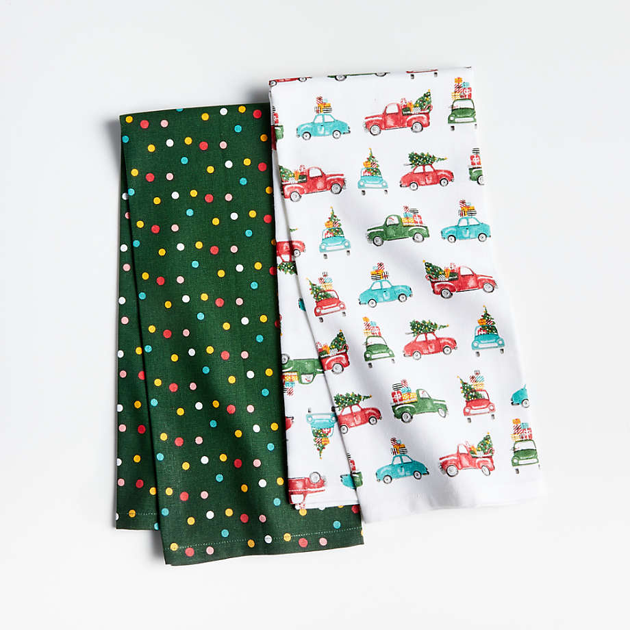 Christmas Cars Dish Towels, Set of 2 Crate and Barrel