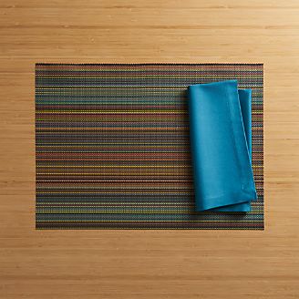 Chilewich ® Chroma Dark Stripe Placemat and Fete Corsair Cotton Napkin