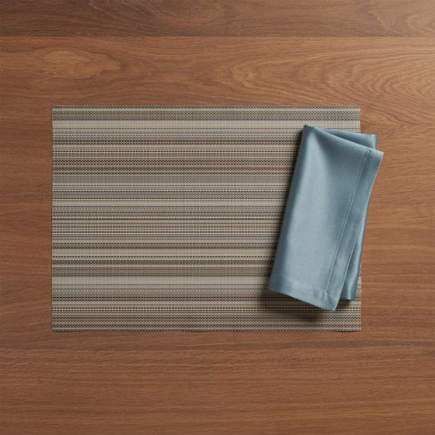 Chilewich Chroma Grey Stripe Vinyl Placemat Crate and Barrel