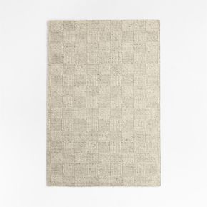 Chunky Squares Wool and Polyester Grey Kids Performance Area Rug 5'x8'