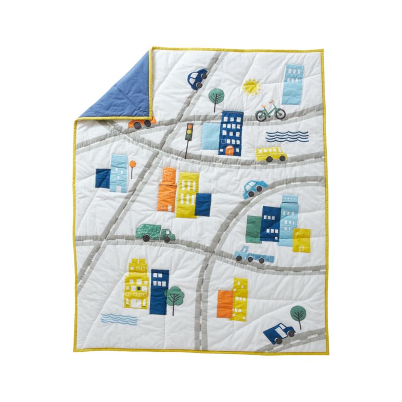 Cityscape Embroidered Baby Quilt + Reviews Crate and Barrel