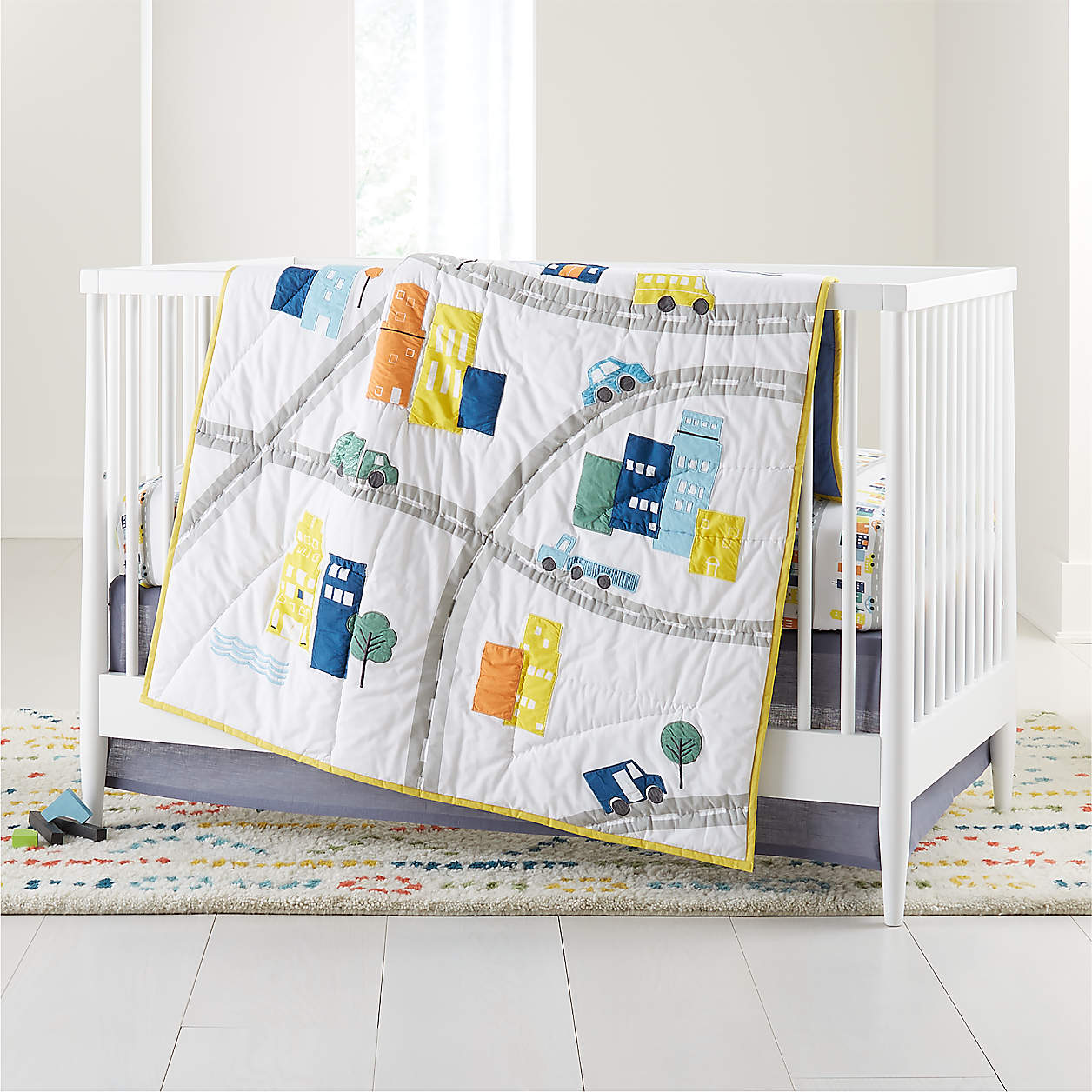 Cityscape Embroidered Baby Quilt + Reviews Crate and Barrel