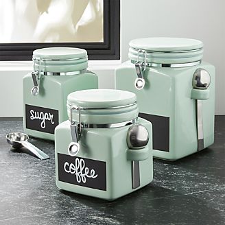 Pistachio Clamp Canisters with Chalkboard