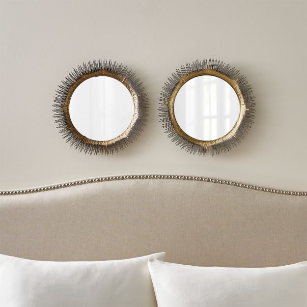 Set of 2 Clarendon Small Round Brass Wall Mirrors + Reviews | Crate and
