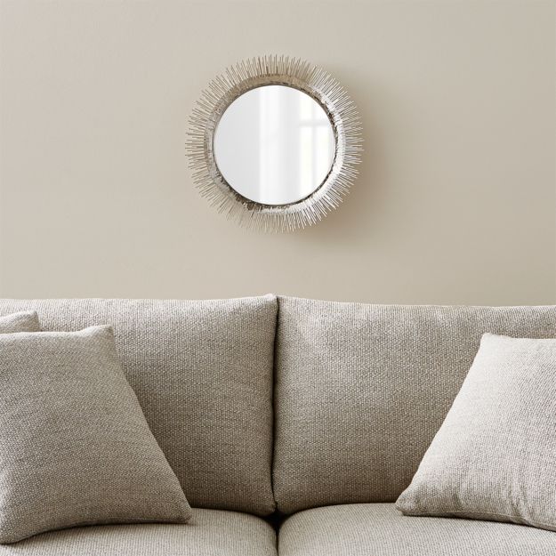 Clarendon Small Round Silver Wall Mirror + Reviews Crate and Barrel