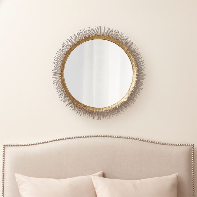 Online Designer Living Room Clarendon Brass Large Round Wall Mirror
